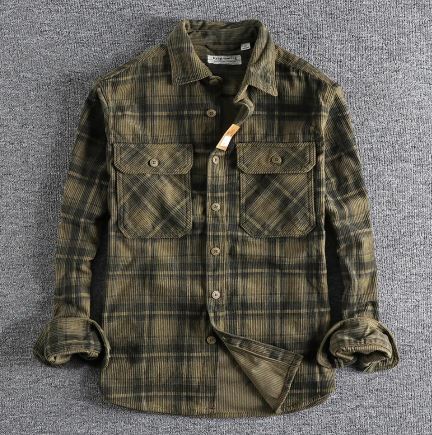 Men’s Casual Plaid Long-Sleeve Shirt