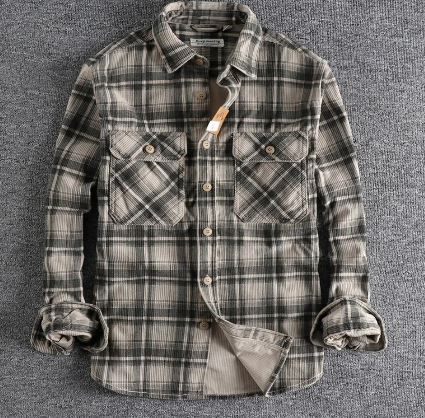 Men’s Casual Plaid Long-Sleeve Shirt