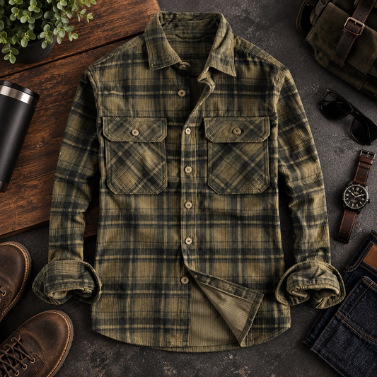 Men’s Casual Plaid Long-Sleeve Shirt