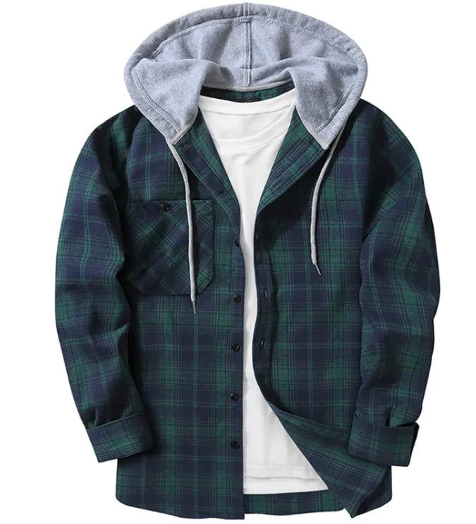 Plaid Hood Casual Shirt