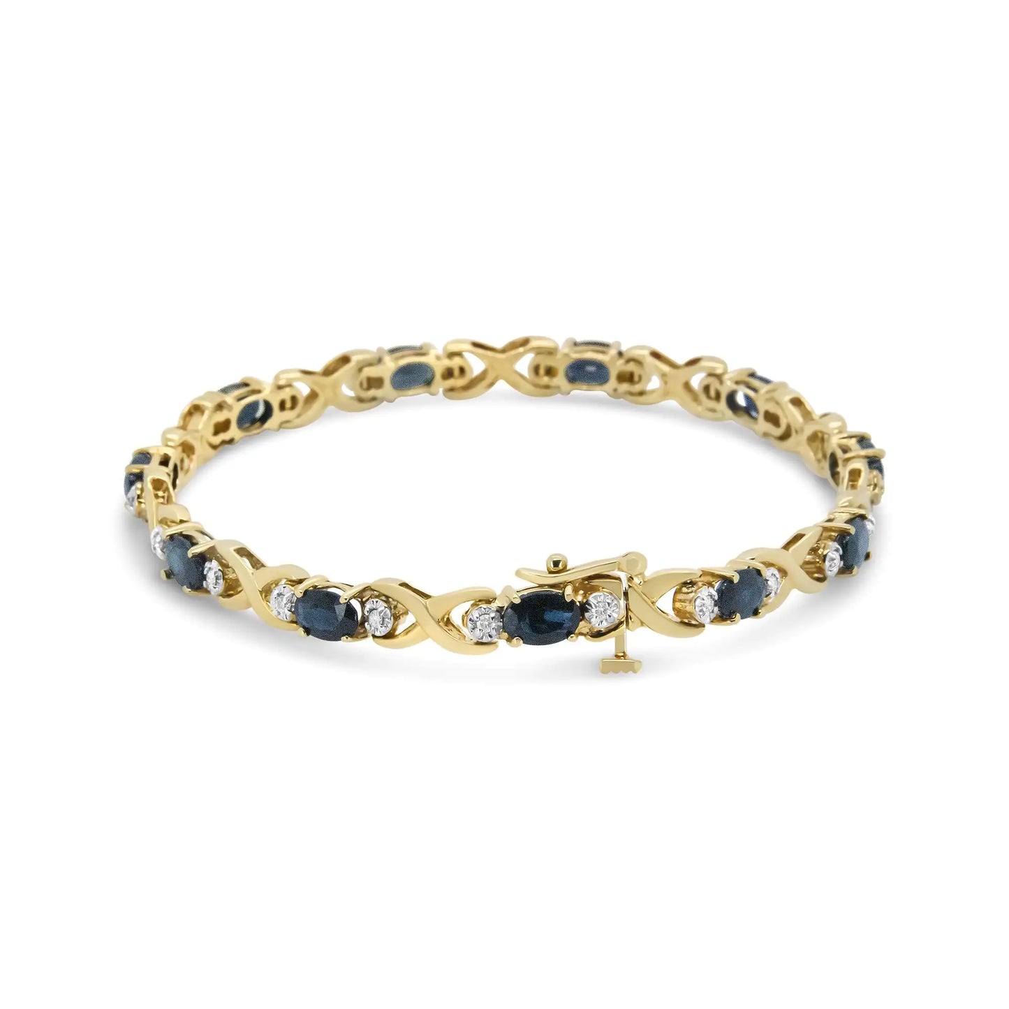 14K Gold Diamond & Sapphire 'X' Link Bracelet