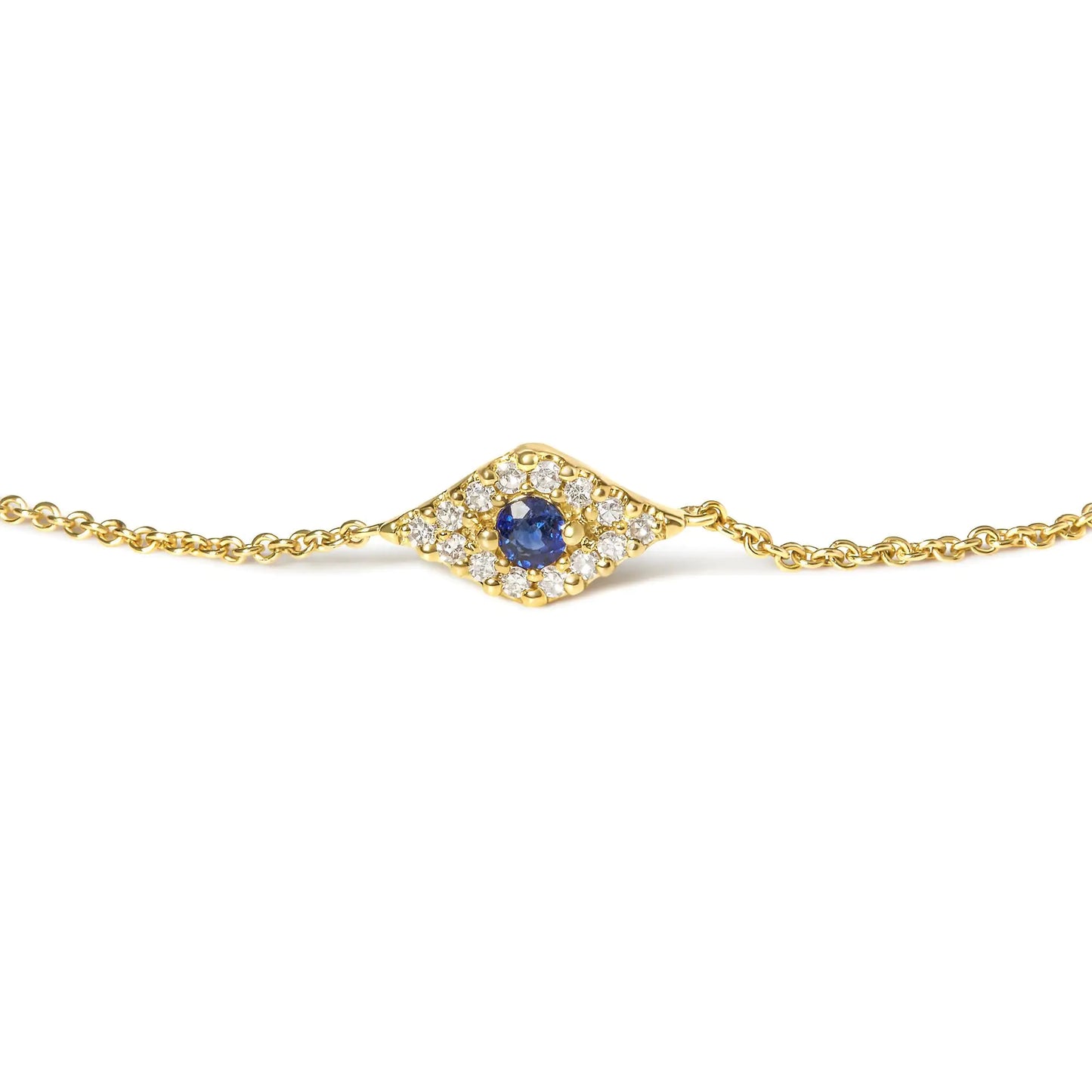 10K Gold Blue Sapphire & Diamond Evil Eye Bracelet