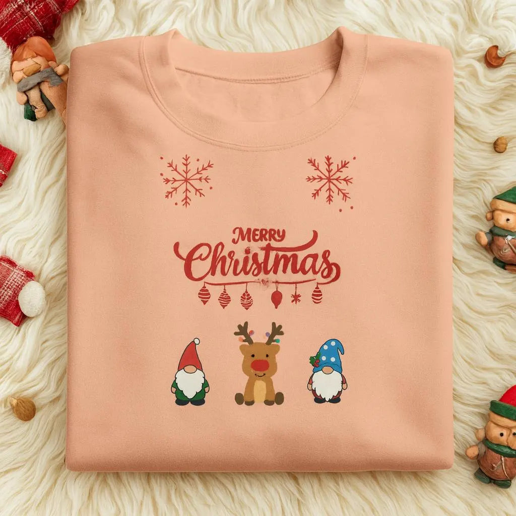 Merry Christmas Gnome & Reindeer Crewneck
