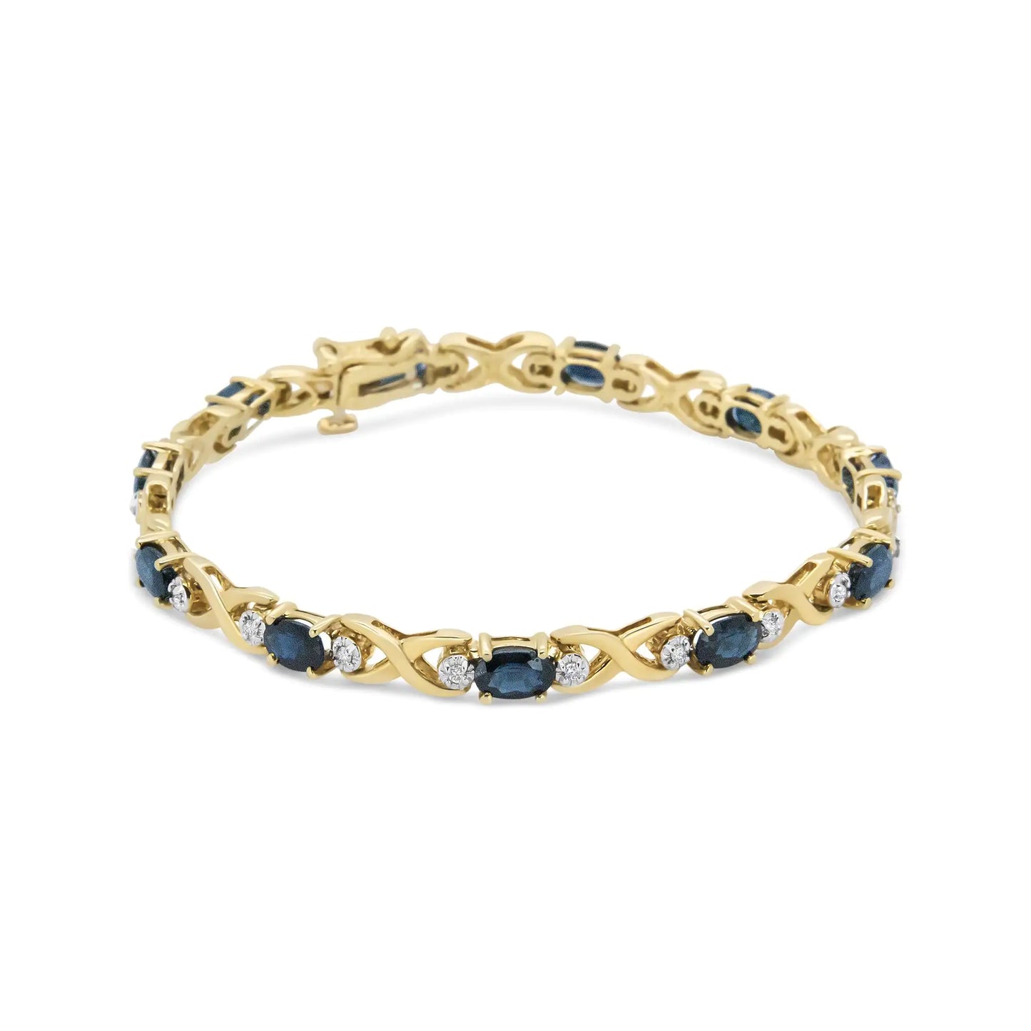 14K Gold Diamond & Sapphire 'X' Link Bracelet