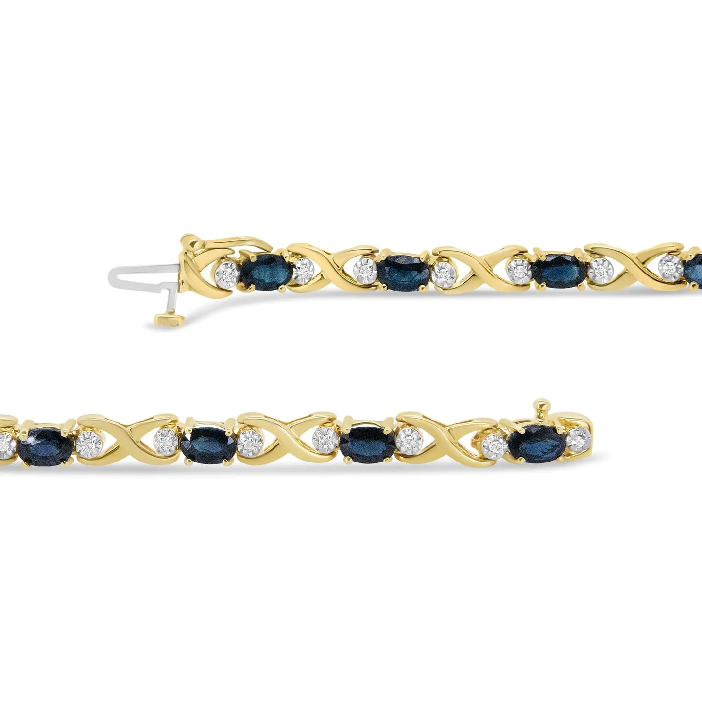 14K Gold Diamond & Sapphire 'X' Link Bracelet